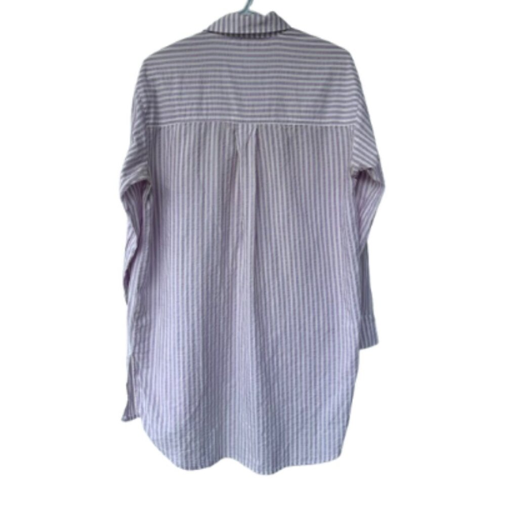 By Anthropologie striped button down shirt lavender , white women's size M - Picture 5 of 8